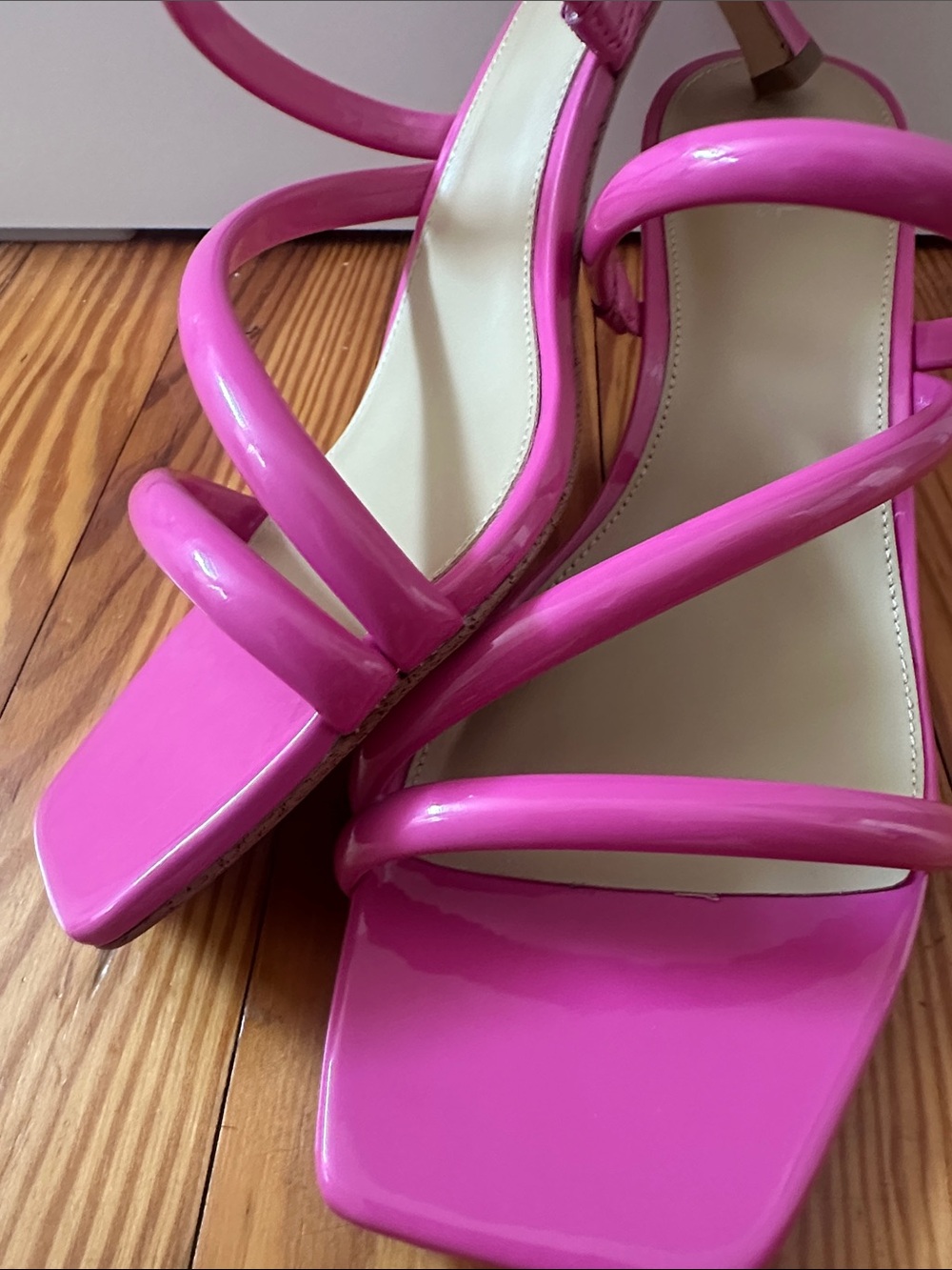 Michael Kors Pink Strappy Patent Kitten Heel Sandals - Picture 2 of 16